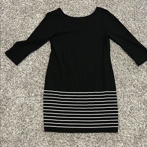 White House Black Market Black Dress with White Striped Hem